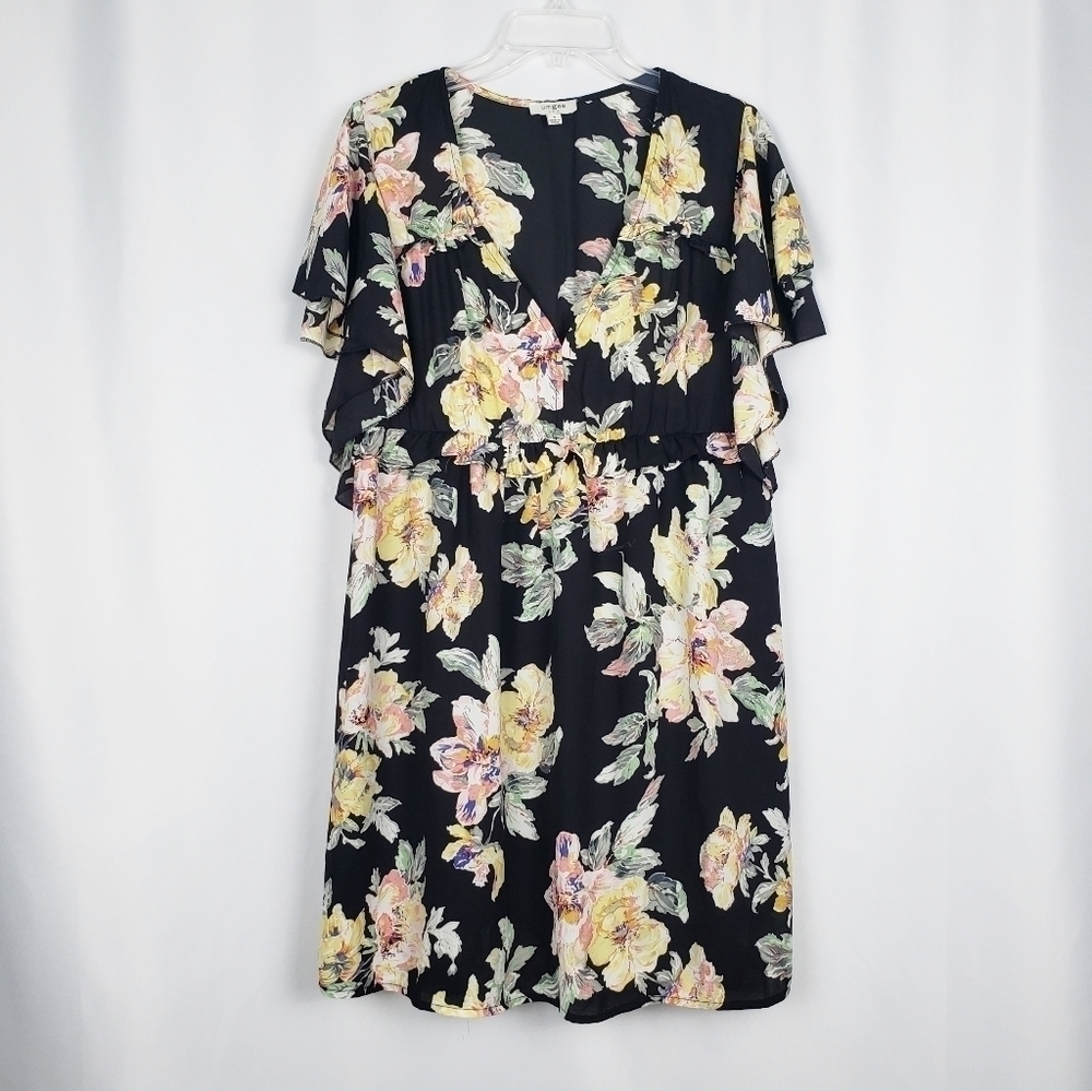 Umgee Black Floral Mini Dress
